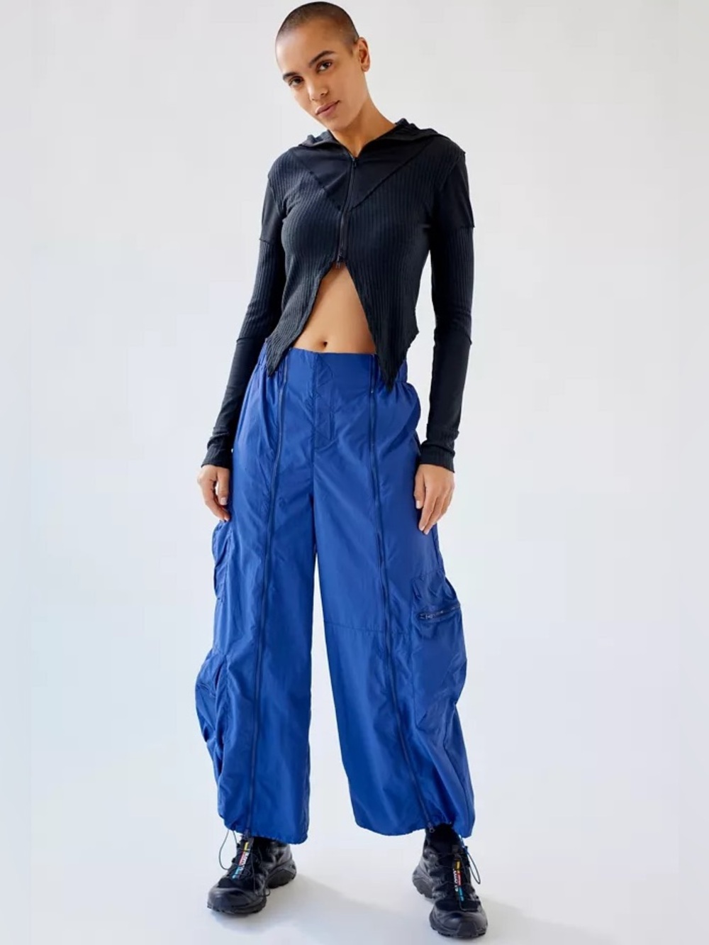NWT Urban Outfitters Luna Nylon Balloon Pants in Navy Size 4